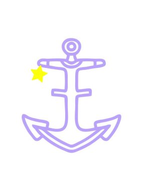 Parıldayan yıldızlar, bir çapa simgesinin siyah çizgi biçiminde dövme animasyonunu etkiler