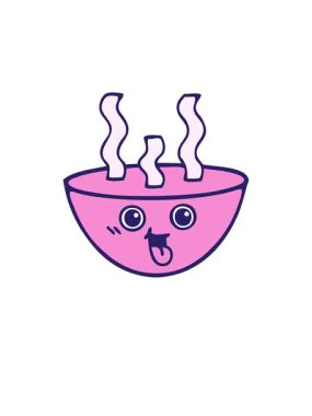 Kalk ve bir kase sıcak çorbanın tatlı çizgi filminin canlandırmasını yap.