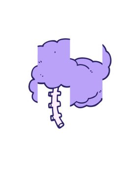 Bir beynin karikatür karikatürünün bölünen hareketi