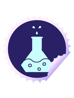 Bir bilim deneyinin dairesel kabuk soyma etiketi çizgi filminin efekt animasyonunu göster