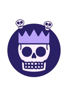 Bir kafatası ve tacın dövmesel görüntüsünün kafatası animasyonu