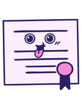 Mezuniyet sertifikasının sevimli çizgi filminin hareketli animasyonu