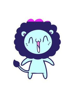 Mutlu bir aslan çizgi filminin animasyonunu canlandırın.