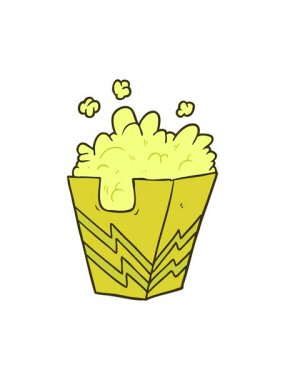 Patlamış mısır karikatür kutusunun renk değişimi