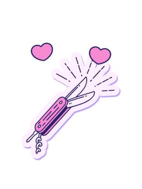Dövme stili katlama bıçağının çıkıntılı kalp animasyonu.