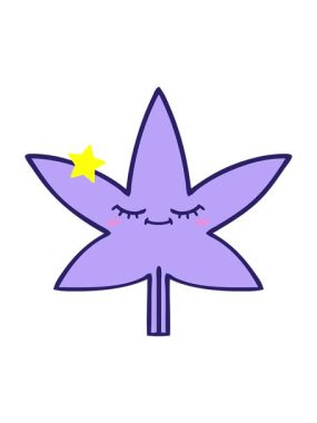 Parlayan yıldızlar marihuana yaprağının çizgi filminin animasyonunu etkiler.