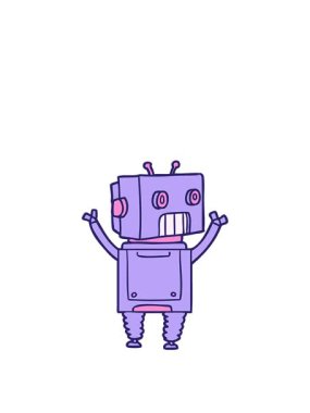 Bir robot karalama çizgi filminin animasyonunu genişletiyorum.