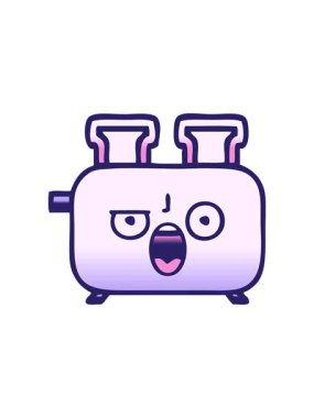 Bir tost makinesinin gradyan gölgeli çizgi filminin yıldız patlaması etkisi animasyonu