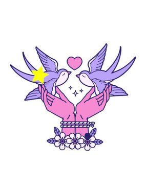 Kıvılcımlı yıldızlar dövme stilini etkiler ellerini bağlar ve yutar.