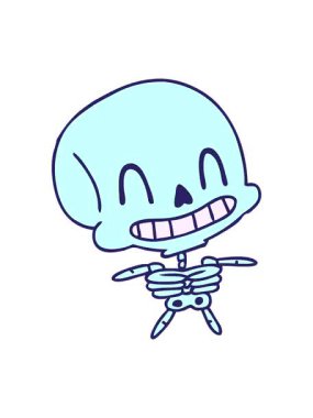 Ürkütücü kawaii iskeletinin serbest çizim çiziminin pixelize etkisi animasyonu