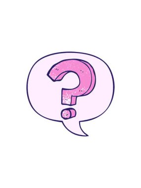 Çizgi film soru işaretinin retro desen tarzında gösterişli satış animasyonu