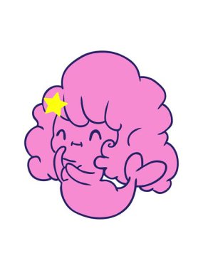 Parlayan yıldızlar çizgi film çizimleri, kawaii sevimli hayalet denizkızı animasyonunu etkiler.