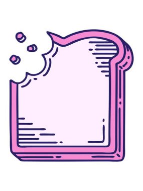 Isırılmış bir ekmek diliminin geleneksel stiliyle dövmenin parlak ışık efekti