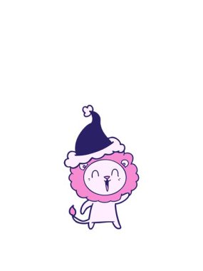 Gülen aslan elinin animasyonunu genişleterek Noel Baba şapkası takarken çizilen çizgi