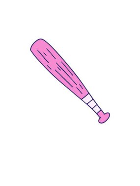 Bir beyzbol sopasının karikatürü çizilmiş el animasyonunun yükselip havada süzülmesi