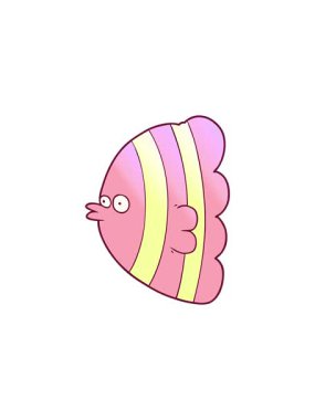 Çizgi filmlerdeki parlak renkli egzotik balıkların yıldız patlaması etkisi