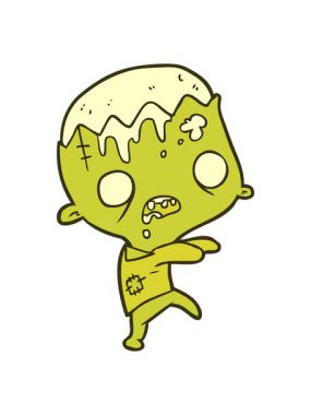 Tatlı zombi çizgi filminin renk animasyonu değişiyor