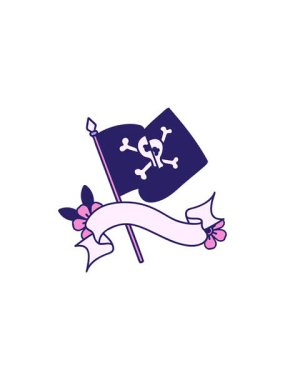 Yıldız patlaması etkisi geleneksel dövmenin korsan bayrağı ile canlandırılması