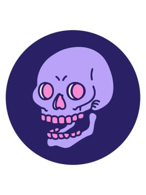 Bir kafatasının ikonik dövme tarzının titreşimli hareketli animasyonu