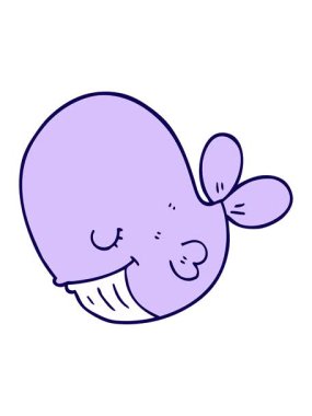 Neon ışık efekti çizgi film animasyonu. Balinanın şirin çizimleri.