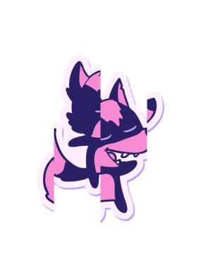 Bir çizgi film kurdunun gülen çıkartmasının hareketli animasyonu.