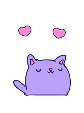 Kamwai kedisinin çizgi film çiziminin dönen kalpleri canlandırması