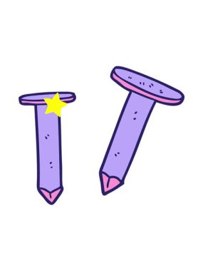 Parlayan yıldızlar karikatür eski çivilerin animasyonunu etkiler.