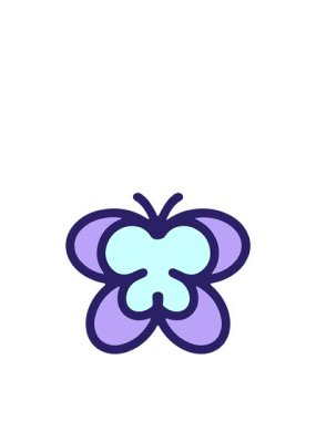 Uyanın ve bir kelebeğin basit parlak çizgi filmini canlandırın.