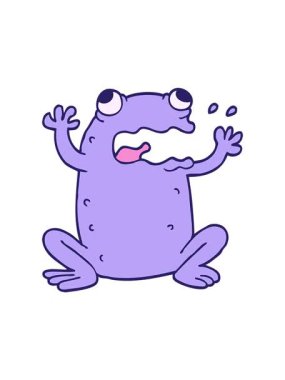 Çizgi filmin hareketli animasyonu. Karalama çılgın kurbağa.