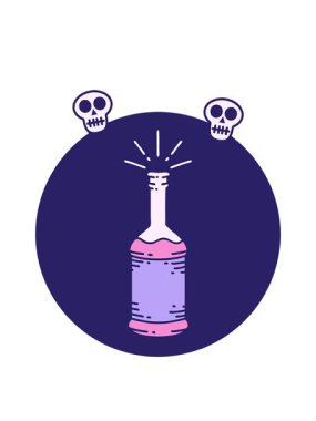 Dövme tarzı bira şişesi ikonunun dönen kafatası animasyonu