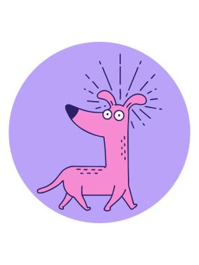 Dövme stili bir ikonun parlak ışık efekti. Şaşırmış köpek.