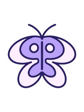 Basit sevimli kelebeğin dönen hareket animasyonu