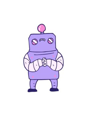 Çizgi film robotunun hareketli animasyonu