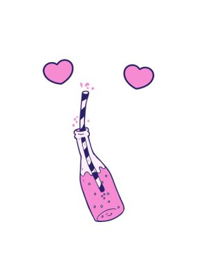 dönen kalp animasyonu çizgi film köpüklü içecek ve saman