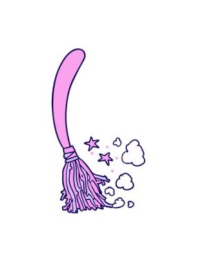 Cadılar bayramı cadı süpürgesinin neon ışık efekti animasyonu