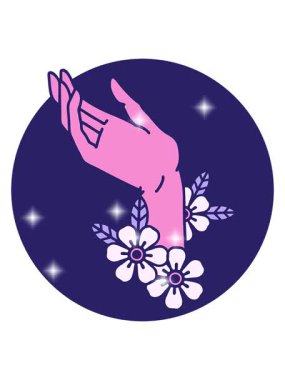 Bir el illüstrasyonunun parıltı etkisi