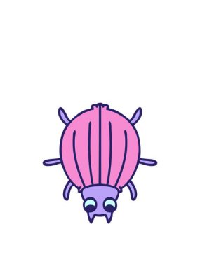 Garip bir çizgi film böceğinin zıplama hareketi animasyonu