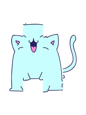 El çizimi tuhaf çizgi film kedisinin bölünmüş hareket animasyonu