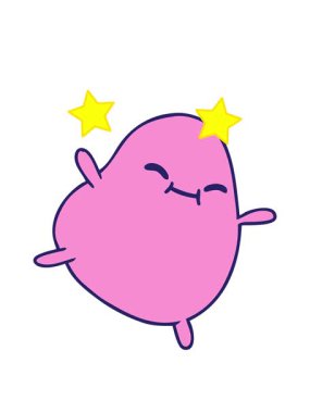 dönen yıldızların serbest piyasa animasyonu sevimli zıplayan fasulyenin karikatürünü çiziyor.