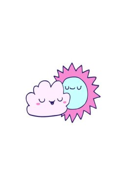 Çizgi film güneşi ve bulutun yatay titreşimli animasyonu