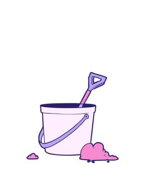 Kalk ve karikatür kovası ve maça animasyonunu uçur