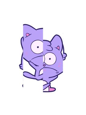 Sinirli bir kedinin karikatürünü bölme hareketi.