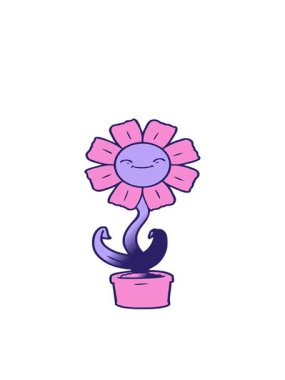 Mutlu bir karikatür çiçeğinin hareketli animasyonu