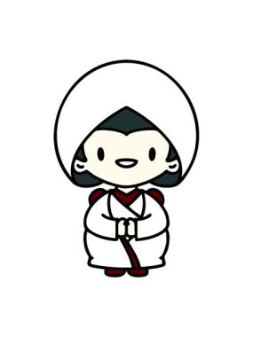 Japon kadının geleneksel düğün kıyafetleri içindeki neon ışığı animasyonu