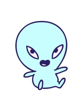 Bir uzaylının sevimli çizgi filminin efekt animasyonunu görüntüle