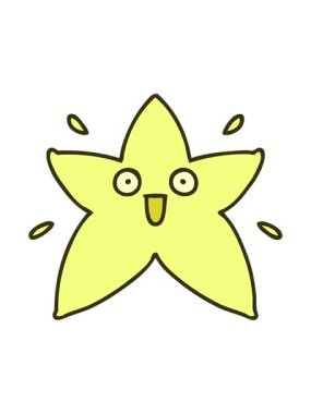 Çok sert parlayan mutlu bir yıldızın çizgi filminin rengi değişiyor.