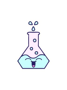 Bir bilim şişesinin karikatür çiziminin hareketli animasyonu