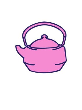 Japon çay karikatürü çaydanlığının canlanması ve yüzdürülmesi