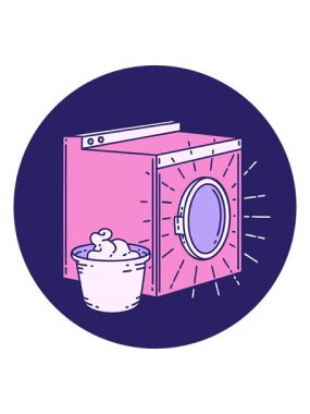 Dövme biçimi çamaşır makinesinin simgesini salla ve duraklat