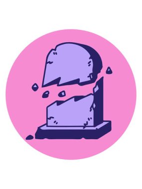 Kırık bir mezar taşının ikonik dövme görüntüsünün hareketli animasyonu